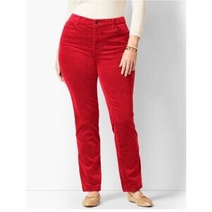 NWT Talbots Red Corduroy Straight Leg High Waist Full Length Slimming Pants 16W